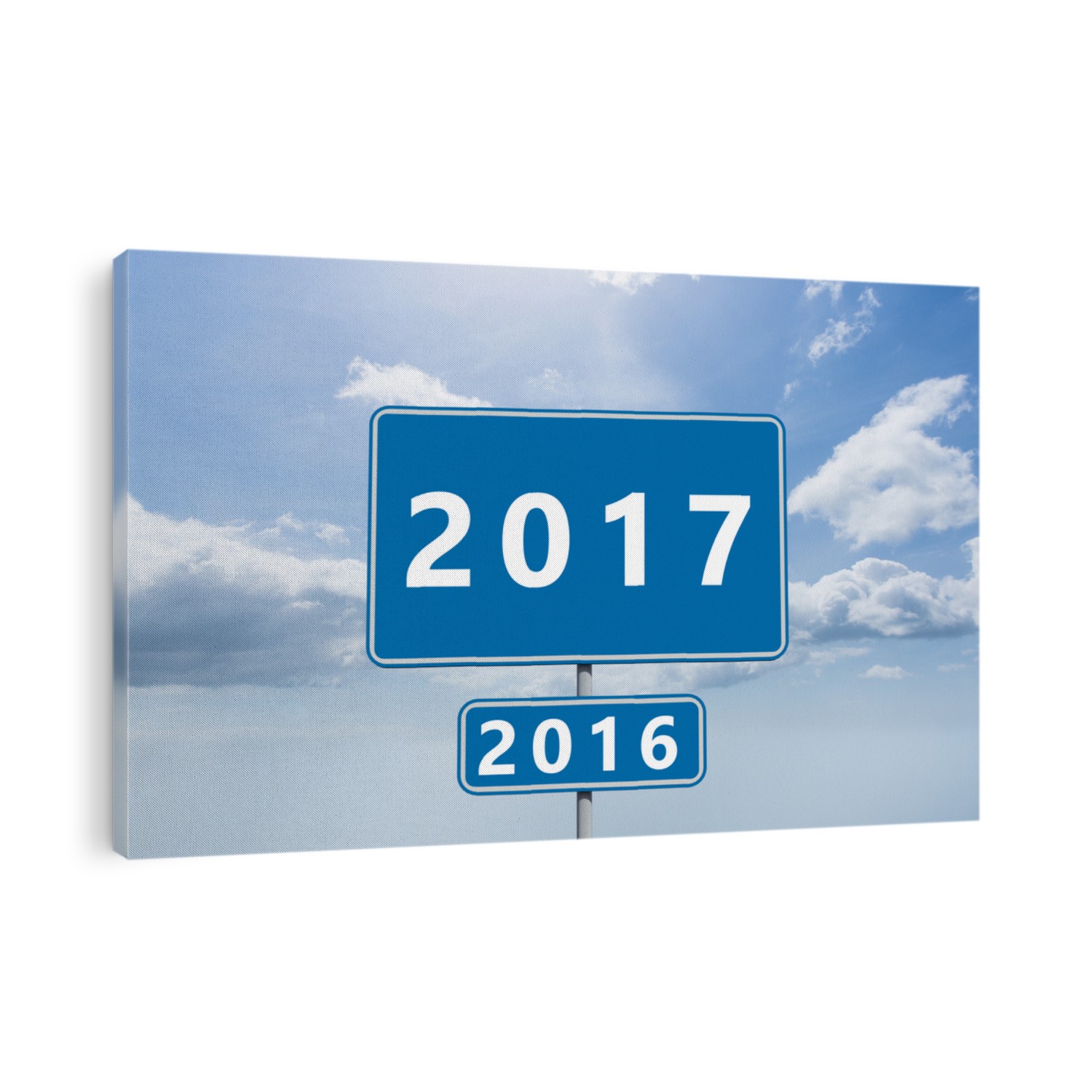 Digital image of new year 2017 against blue sky